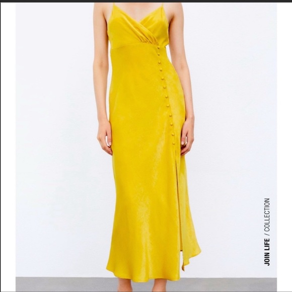 Zara mustard satin effect blogger dress - Picture 11 of 13